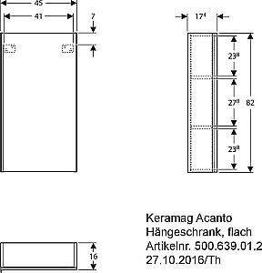 Шкаф подвесной Geberit Acanto 500.639.16.1 45 черный для ванной в интернет-магазине сантехники Sanbest
