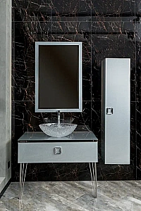 Консоль с раковиной и столешницей Armadi Art LUCIDO 100 серебро для ванной в интернет-магазине сантехники Sanbest