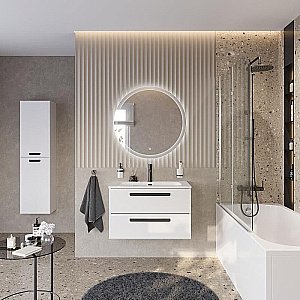 Тумба с раковиной Cezares ECO-CER-N 80 ECO-CER-N-800-2C-SO-BO белая матовая для ванной в интернет-магазине Sanbest