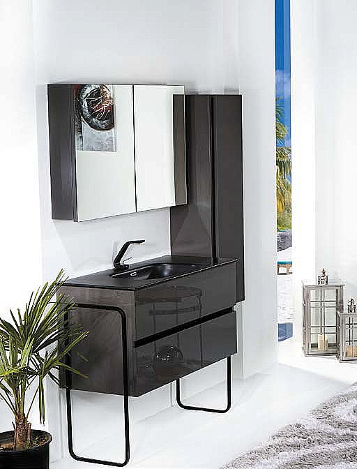 Зеркальный шкаф Armadi Art Vallessi антрацит глянец 100 купить в интернет-магазине сантехники Sanbest