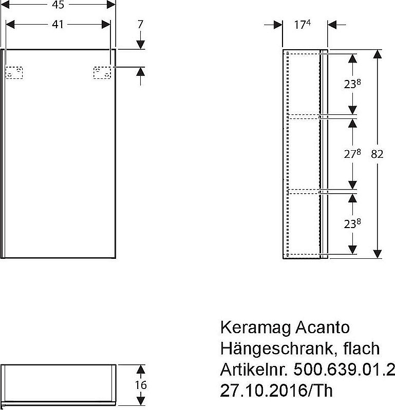Шкаф подвесной Geberit Acanto 500.639.16.1 45 черный для ванной в интернет-магазине сантехники Sanbest