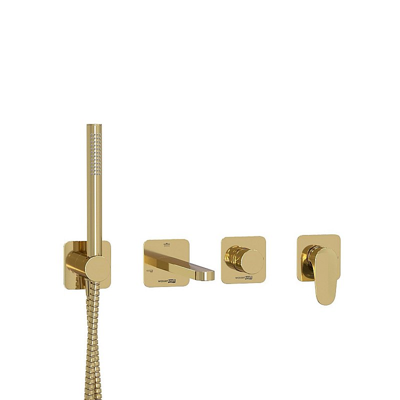 Смеситель для ванны WasserKRAFT Neckar SET2854 золото купить в интернет-магазине сантехники Sanbest