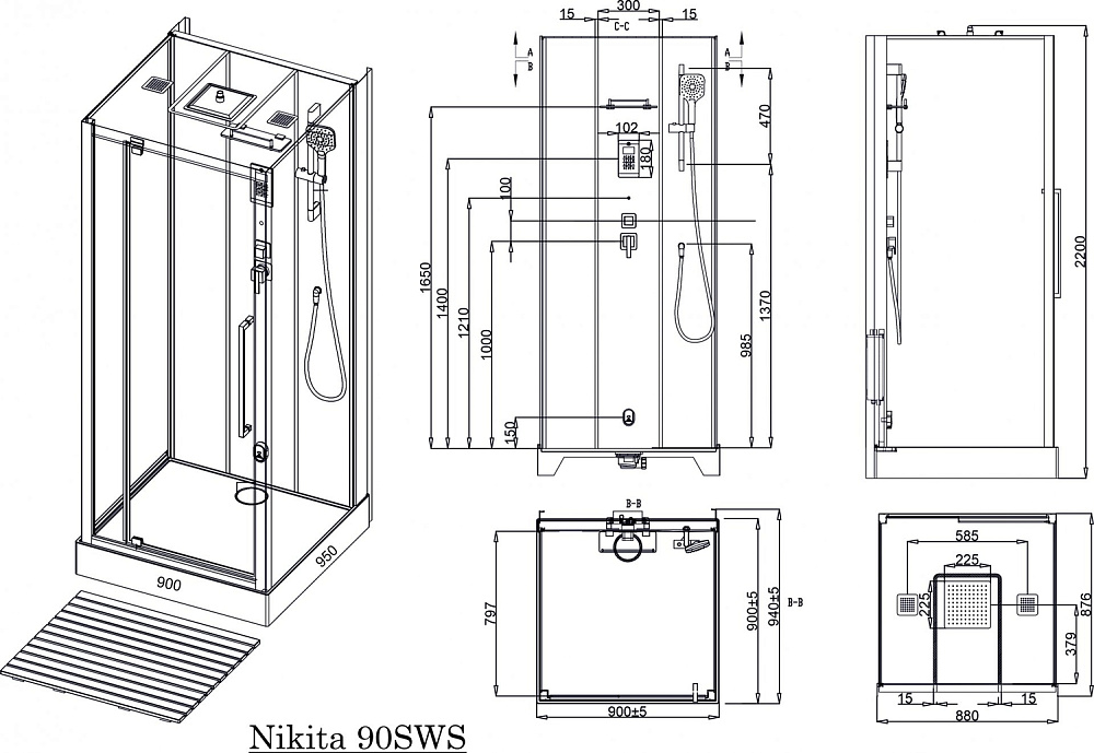 Душевая кабина Acquazzone Nikita 90SWS с паром купить в интернет-магазине Sanbest