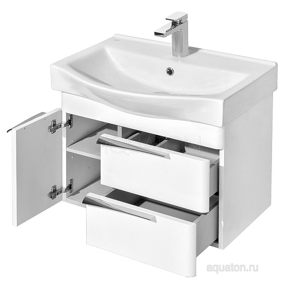 Тумба с раковиной Акватон Беверли 65 белая глянцевая для ванной в интернет-магазине Sanbest