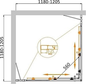 Душевой уголок Cezares MOLVENO A-22-100+20 прозрачный 120x120 купить в интернет-магазине Sanbest