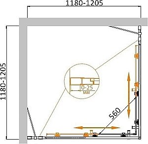 Душевой уголок Cezares Molveno 120x120 MOLVENO-A-22-100+20-C-Cr-IV стекло прозрачное/профиль хром купить в интернет-магазине Sanbest