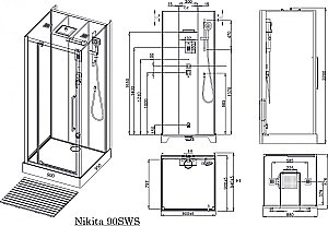Душевая кабина Acquazzone Nikita 90SWS 90х95 с паром купить в интернет-магазине Sanbest