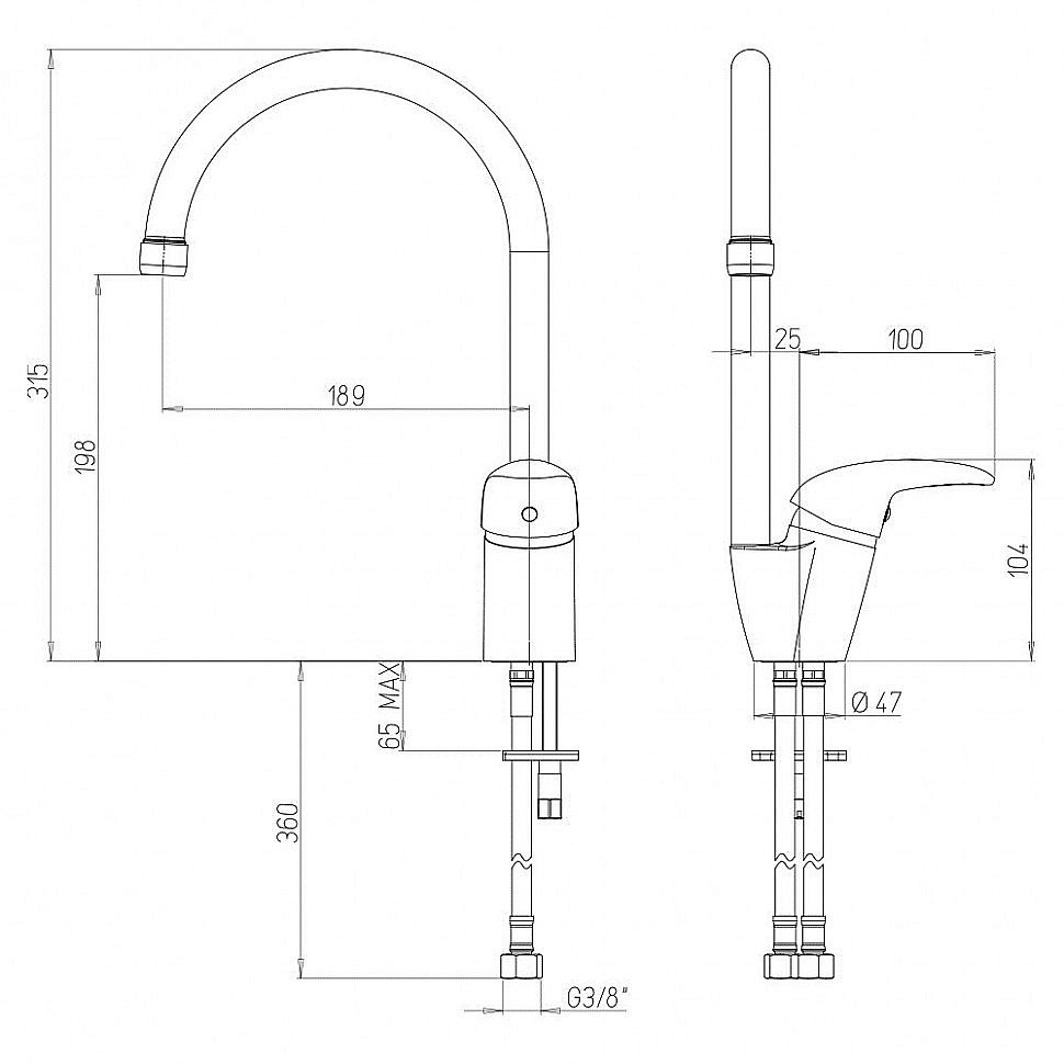 Смеситель для кухни PAINI Sicily 6344570PNLMKM черный купить в интернет-магазине сантехники Sanbest