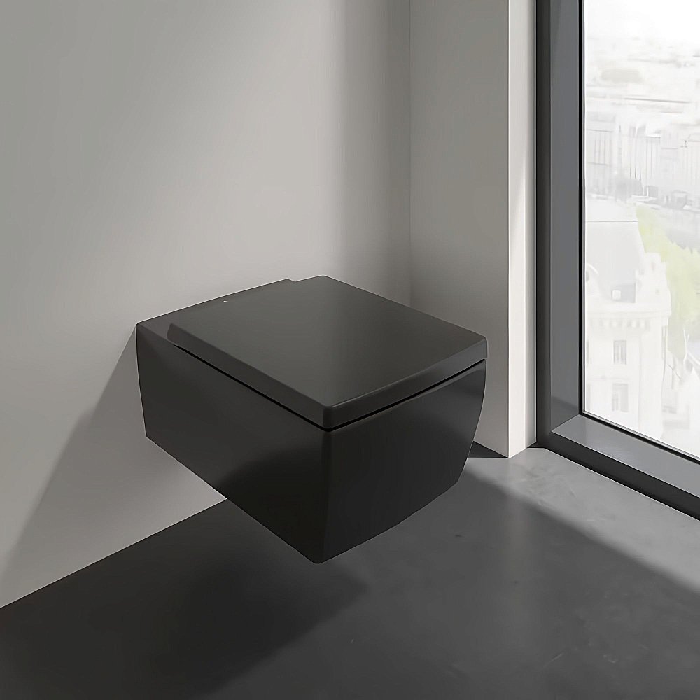 Унитаз подвесной Villeroy&Boch Memento 2.0 4633R0R7 черный матовый, безободковый купить в интернет-магазине Sanbest