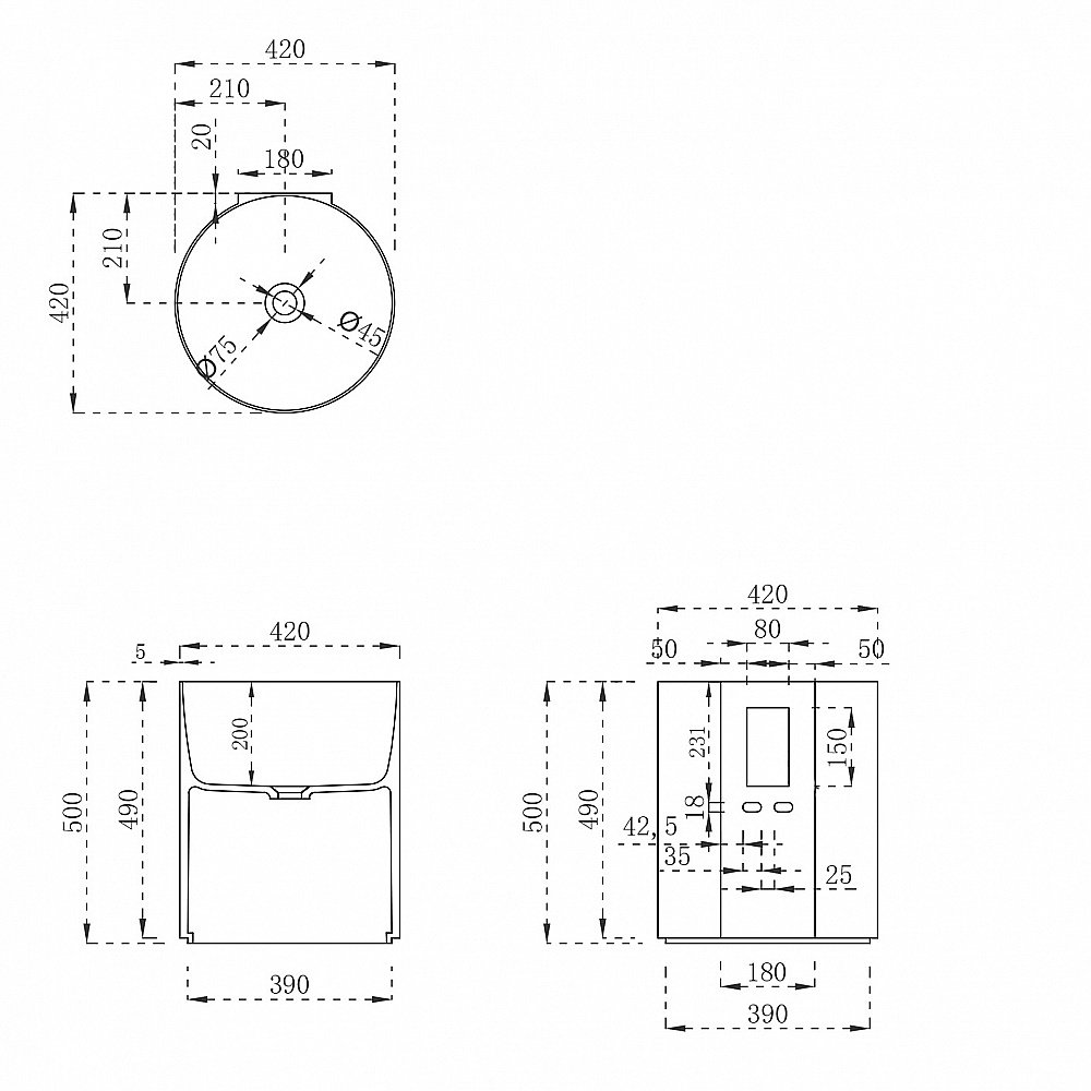 Раковина ABBER Stein AS2624 42 белая матовая купить в интернет-магазине Sanbest