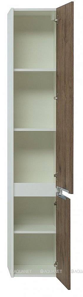 Шкаф-пенал Aquanet Клио 274750 35 белый глянец/Дуб Веллингтон для ванной в интернет-магазине сантехники Sanbest