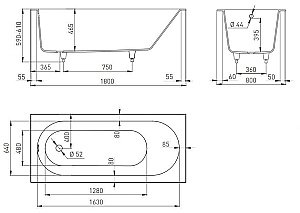 Ванна Salini ORNELLA S-Stone 179x79 102322M белая матовая купить в интернет-магазине Sanbest