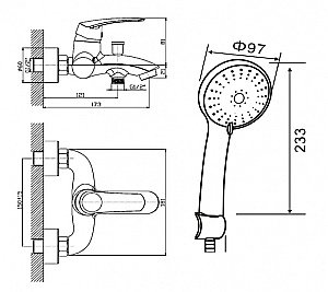 Смеситель для ванны Orange Alfi M18-300br купить в интернет-магазине сантехники Sanbest