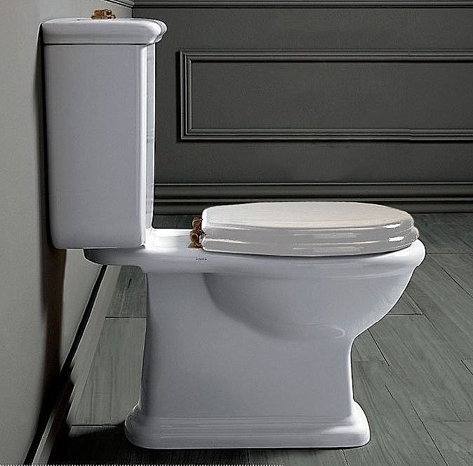 Унитаз напольный SIMAS Lante LA08 с бачком,  кнопка бронза, белый купить в интернет-магазине Sanbest