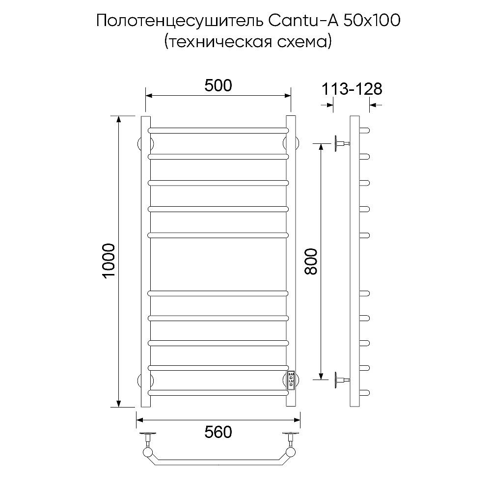 Полотенцесушитель электрический Veconi Cantu-A C10050G-A золото матовое купить в интернет-магазине сантехники Sanbest