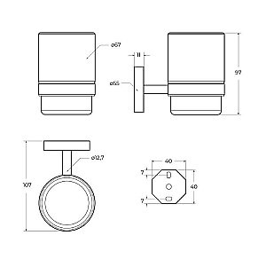 Стакан настенный Cezares RELAX-TUMS-NOP черный матовый купить в интернет-магазине сантехники Sanbest