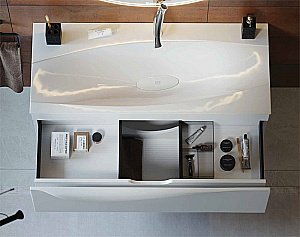 Тумба с раковиной Aqwella Papyrus-wood 100 PAP0110 белая для ванной в интернет-магазине Sanbest