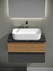 Тумба с раковиной Sancos DELTA 80 со столешницей, дуб красный/графит для ванной в интернет-магазине Sanbest