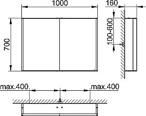 Зеркальный шкаф KEUCO Royal Match 12803171301 100 серебро/белое стекло купить в интернет-магазине сантехники Sanbest