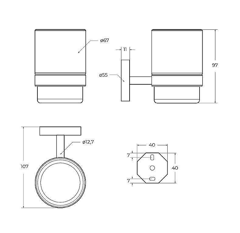 Стакан настенный Cezares RELAX-TUMS-NOP черный матовый купить в интернет-магазине сантехники Sanbest