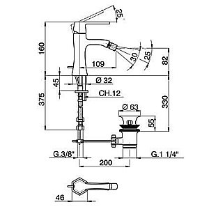 Смеситель для биде Cisal CHERIE CE00055024 золото купить в интернет-магазине сантехники Sanbest