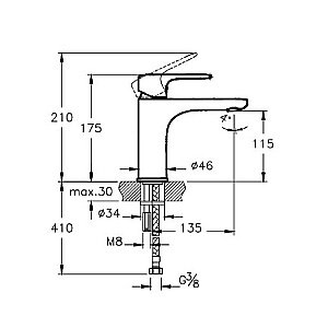 Смеситель для раковины Vitra ROOT ROUND A42706EXP купить в интернет-магазине сантехники Sanbest