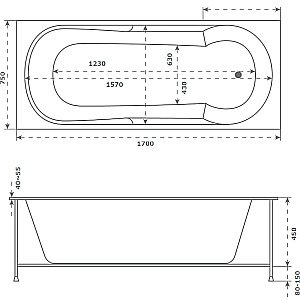 Ванна BAS Энтони 170x75 купить в интернет-магазине Sanbest