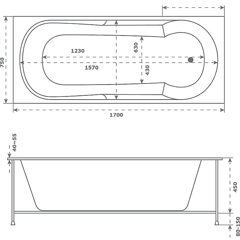 Ванна BAS Энтони 170x75 купить в интернет-магазине Sanbest