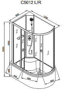 Душевая кабина AvaCan C Серия C5012 N 120х80 без крыши купить в интернет-магазине Sanbest