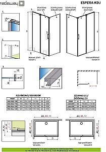 Душевой уголок Radaway Espera KDJ 110x80 стекло прозрачное/профиль хром купить в интернет-магазине Sanbest