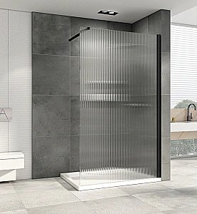 Душевая перегородка ABBER Immer Offen AG61101R8 стекло рифленое/профиль черный купить в интернет-магазине Sanbest