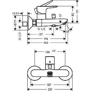 Смеситель для ванны Hansgrohe Talis E 71740140 бронза купить в интернет-магазине сантехники Sanbest