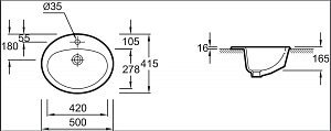 Раковина Jacob Delafon OVALE MINIMA 50 E1358-00 белая купить в интернет-магазине Sanbest