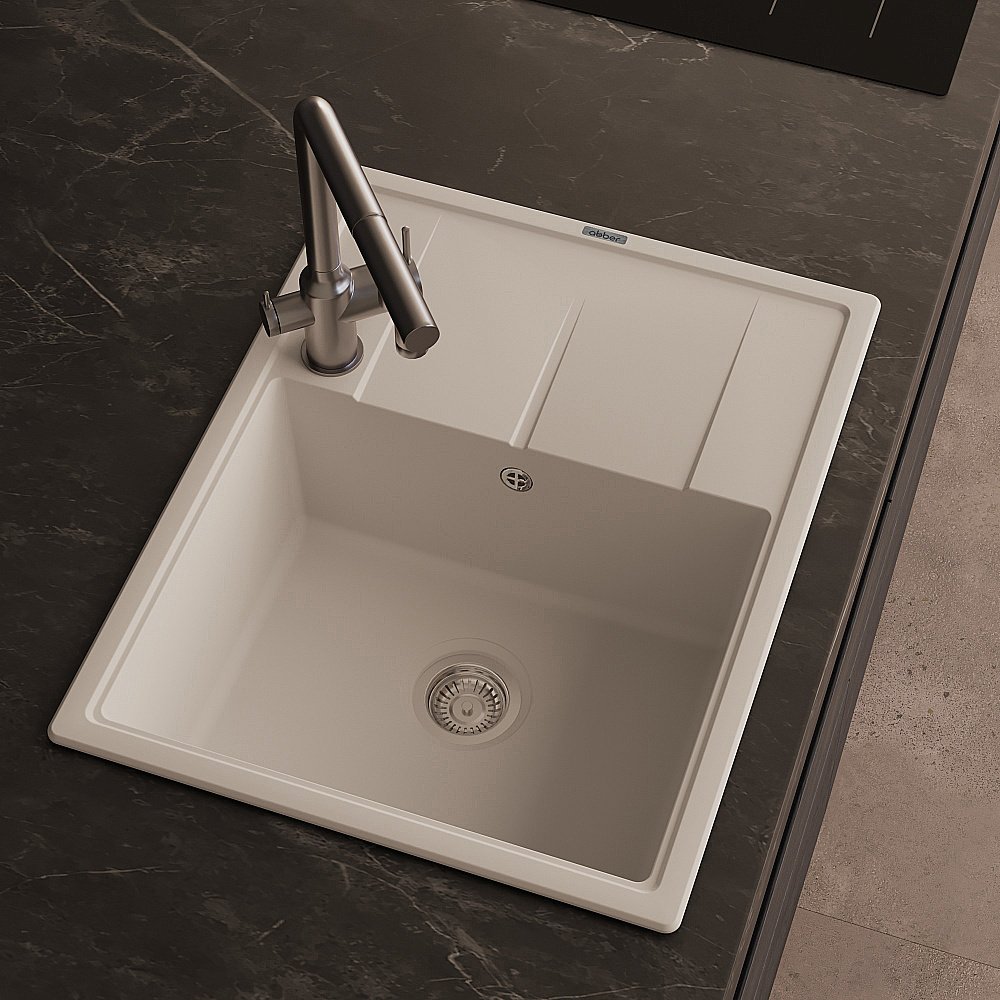 Кухонная мойка Abber Quarz 65х51 AQ2903W белая матовая купить в интернет-магазине сантехники Sanbest