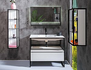 Пенал Armadi Art Loft низкий белый для ванной в интернет-магазине сантехники Sanbest