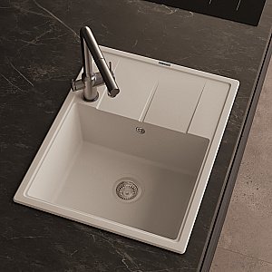 Кухонная мойка Abber Quarz 65х51 AQ2903W белая матовая купить в интернет-магазине сантехники Sanbest