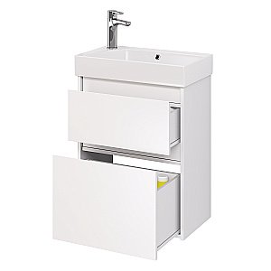 Тумба с  раковиной подвесная/напольная Dreja SLIM 55 белый глянец для ванной в интернет-магазине Sanbest