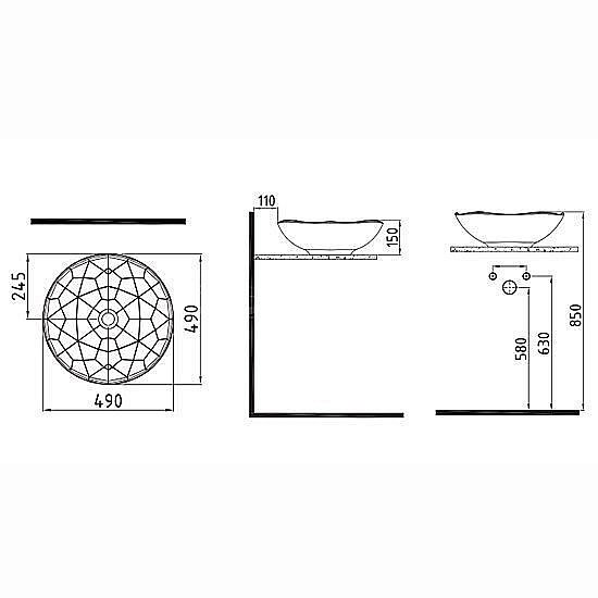 Раковина накладная Bien Pent 49 PNLG04901FD0W3000 белая купить в интернет-магазине Sanbest
