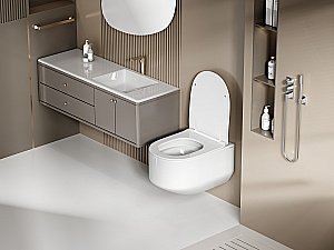 Унитаз подвесной ABBER Bequem AC1130 белый, с крышкой микролифт, безободковый, слив-торнадо купить в интернет-магазине Sanbest