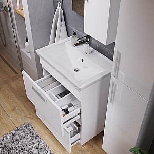 Тумба с раковиной Grossman НЕО-60 с ящиками белая для ванной в интернет-магазине Sanbest