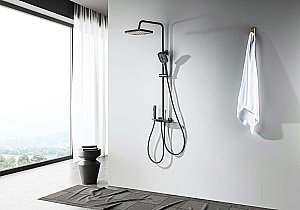 Душевая система Aquatek Поларис AQ3040BGM черная/хром шлифованный купить в интернет-магазине сантехники Sanbest