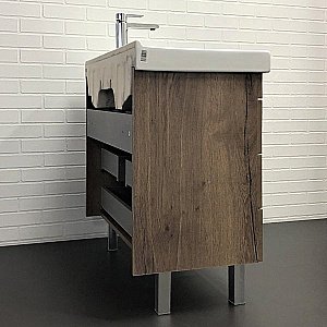 Тумба с раковиной Comforty Никосия 00-00007621 80 дуб темный для ванной в интернет-магазине Sanbest