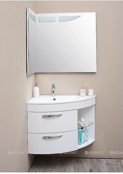 Зеркало De Aqua Трио Люкс 90 L/R белый в ванную от интернет-магазине сантехники Sanbest