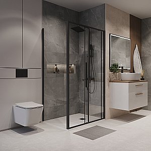 Душевой уголок Niagara Nova NG-84-14AB/NG-A90B-34 140х90 стекло прозрачное/профиль черный матовый купить в интернет-магазине Sanbest