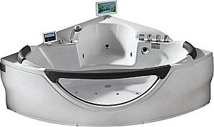 Ванна акриловая Gemy Glass Panel G9025-II K 155х155 белая с гидромассажем купить в интернет-магазине Sanbest