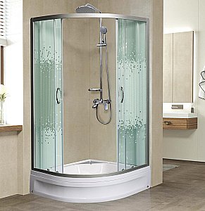 Душевой уголок с поддоном МОНОМАХ ДУ 70/180 МЗ 10000012463 70x70 стекло прозрачное с рисунком/профиль хром купить в интернет-магазине Sanbest