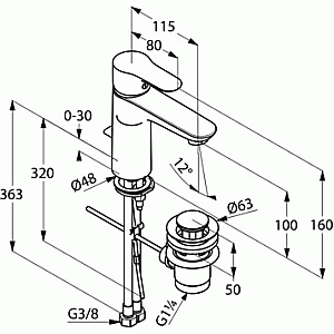 Смеситель для раковины Kludi Objekta 322600575 хром купить в интернет-магазине сантехники Sanbest