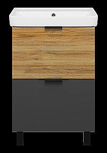 Тумба с раковиной Misty Форест - 60 Э-Фор-07060-0219-2Я светлое дерево/серый для ванной в интернет-магазине Sanbest