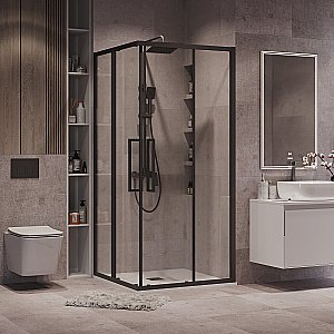 Душевой уголок Grossman Cosmo 300.K33.02.8080.21.00 80x80 стекло прозрачное/профиль черный матовый купить в интернет-магазине Sanbest