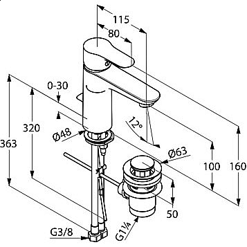Смеситель для раковины Kludi Objekta 322600575 хром купить в интернет-магазине сантехники Sanbest